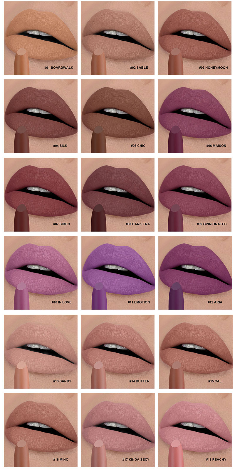 Lipstick color shades
