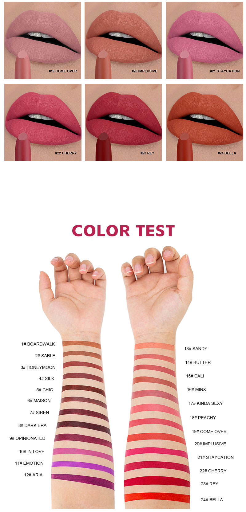 Lipstick color shades