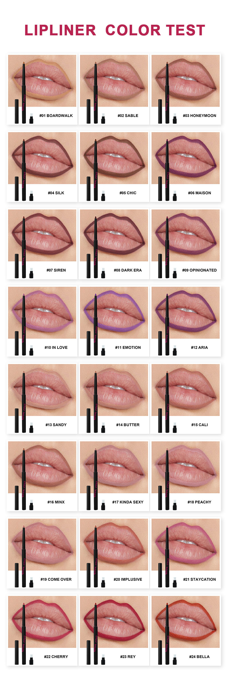Lip liner white package color shades