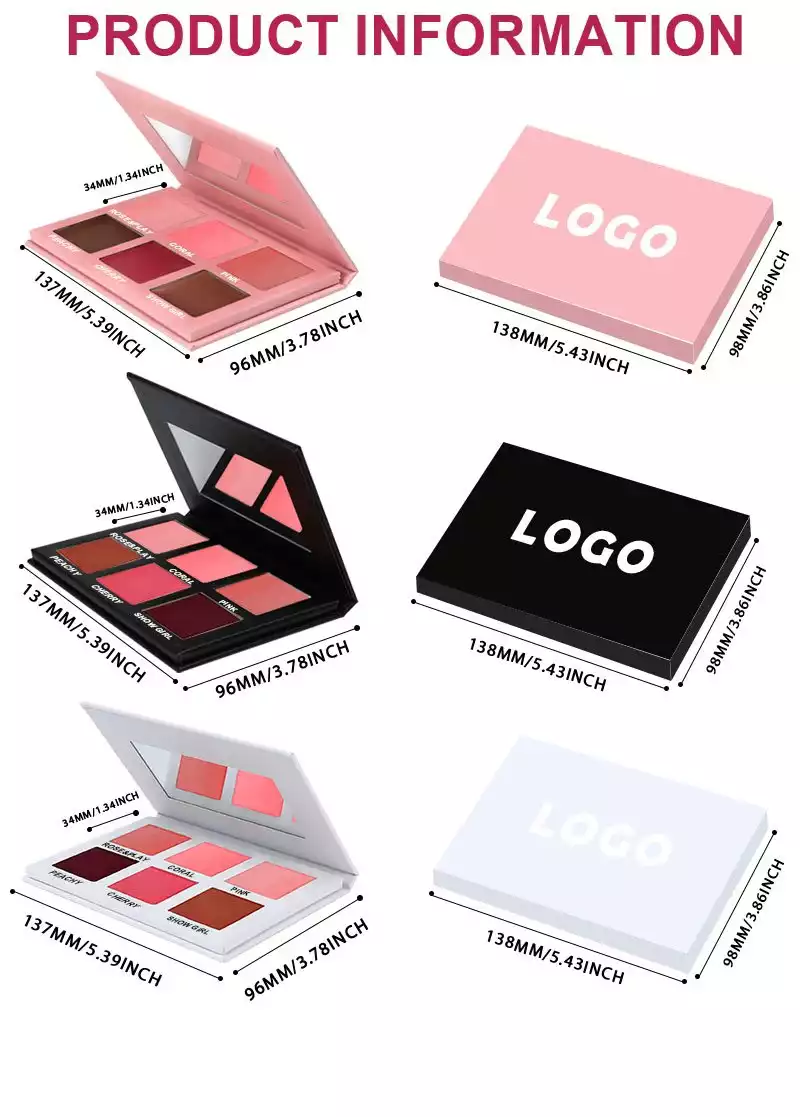 6 Shades Cream Blush Palettes Factory