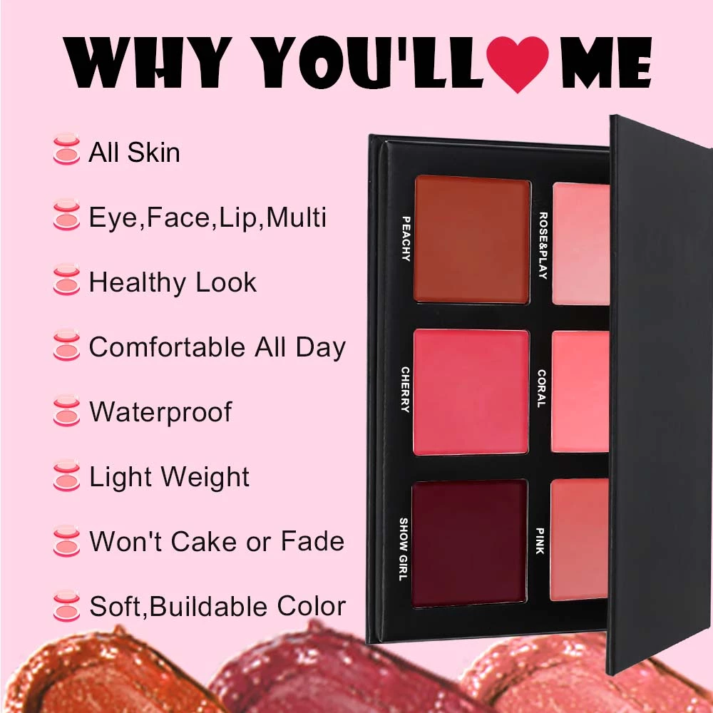 6 Shades Cream Blush Palettes Factory