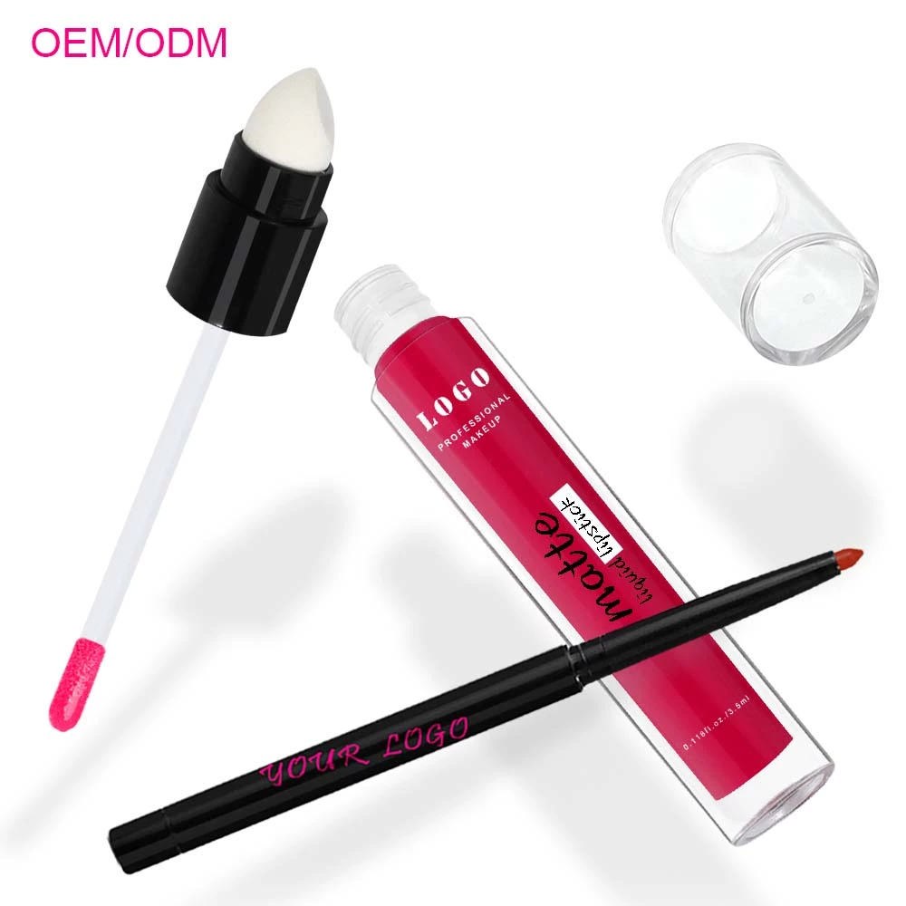 Custom Logo Small Moq  Matte Liquid Lipstcik Nature Lip Liner Lip Kit Factory