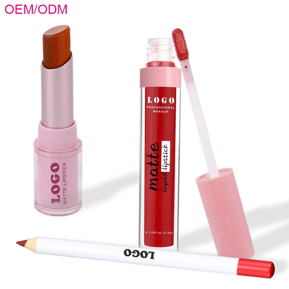 Custom Logo Lip Kit 3 in 1 Liquid Lipstick Lip Liner Lipstick Factory