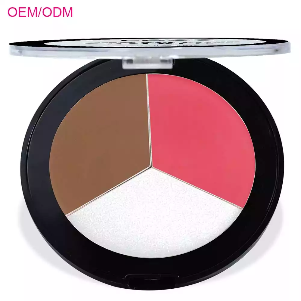 3 in 1 Highlighter Contour Blush Facial Cream Palette Factory